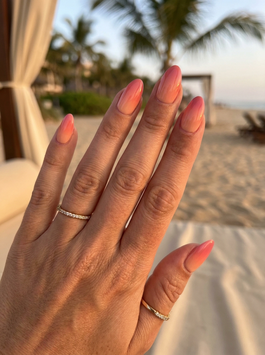 Sunset Ombre Nails als Nägel Inspiration Urlaub Inspiration 2026